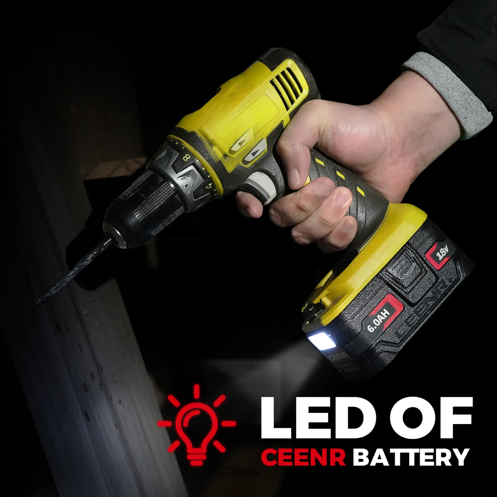 CEENR 6.0Ah Battery for DeWalt 18V | Replacement Model DC9096 — detail view