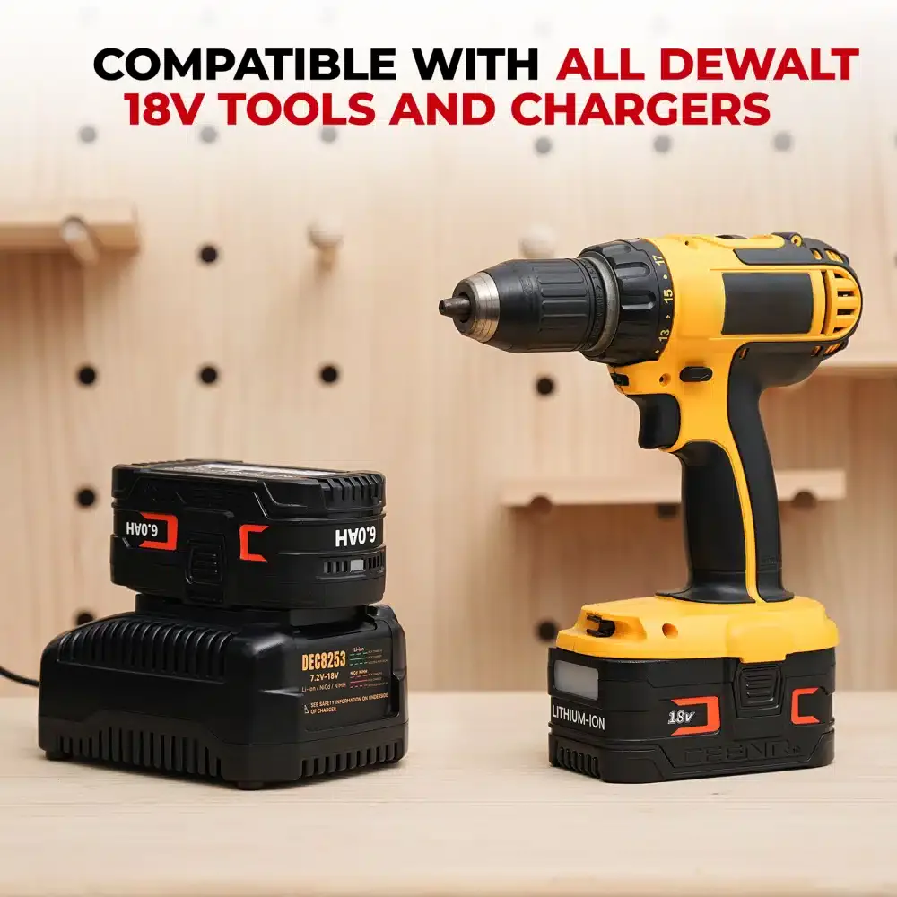 CEENR 6.0Ah Battery for DeWalt 18V | Replacement Model DC9096 in real-world use
