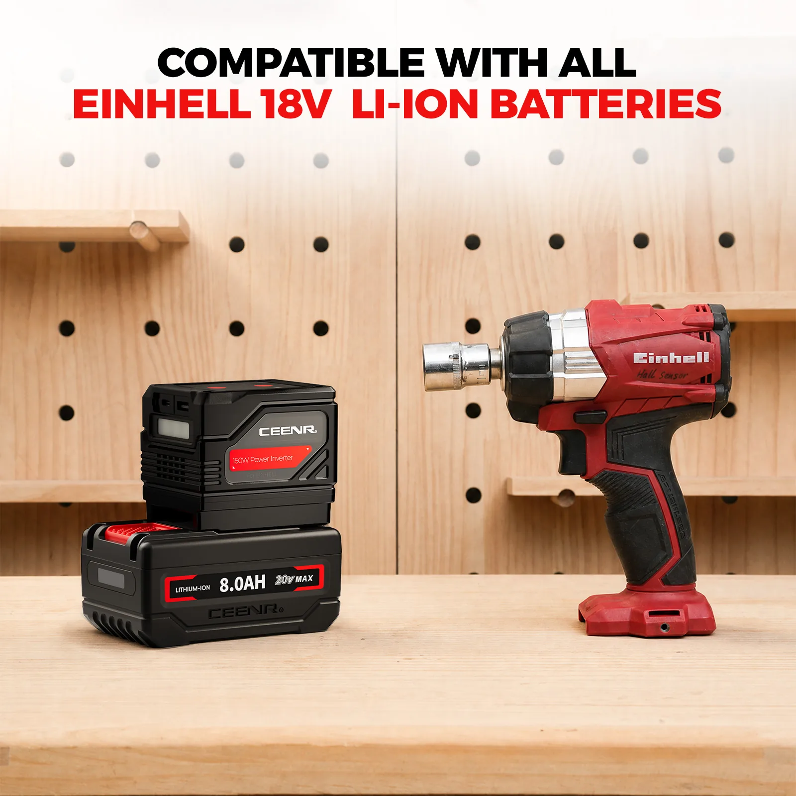 CEENR 150W Portable Power Inverter for Einhell 18V Batteries in real-world use
