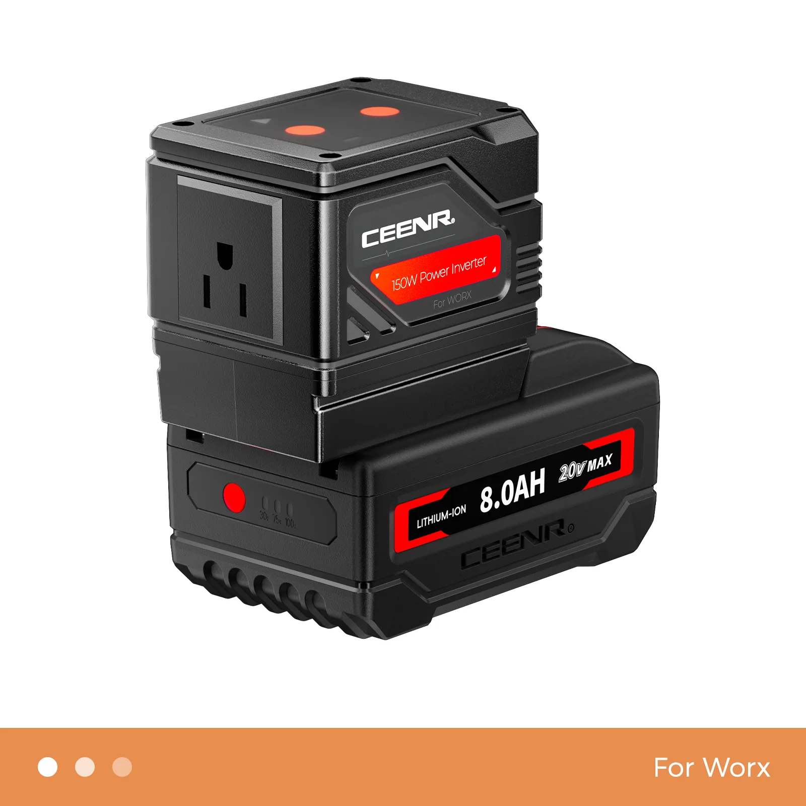 CEENR 150W Portable Power Inverter for Worx 20V WA3551 Batteries — detail view